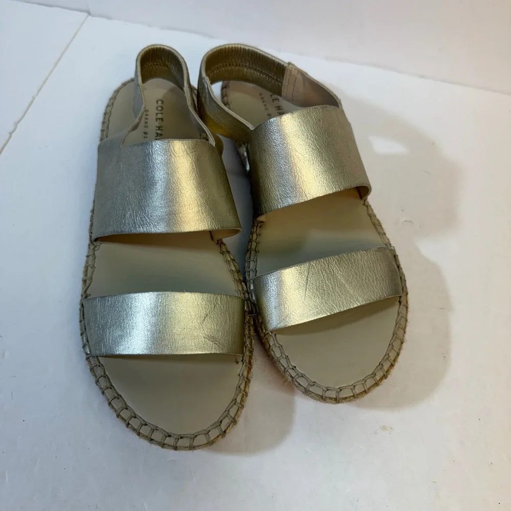 Cole Haan Cloudfeel Metallic Gold Espadrille Slingback Sandals W15883 Womens 7B